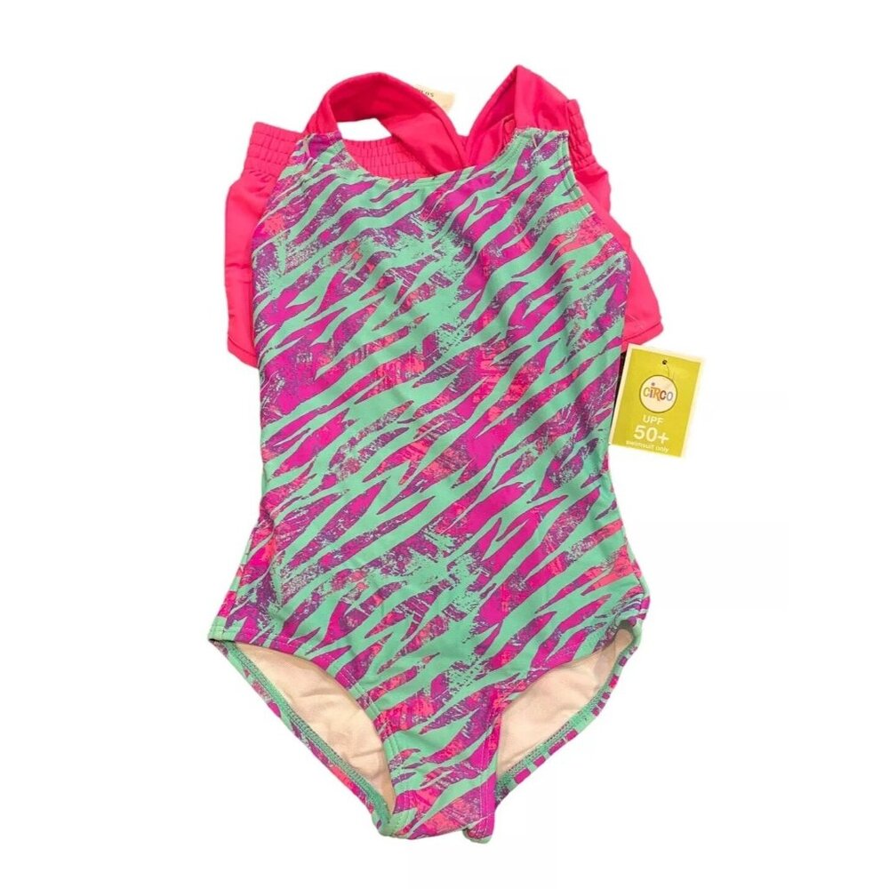 Circo Size XS 4 5 One Piece Shorts 2 Piece Swim Set Swimsuit Girls *3C